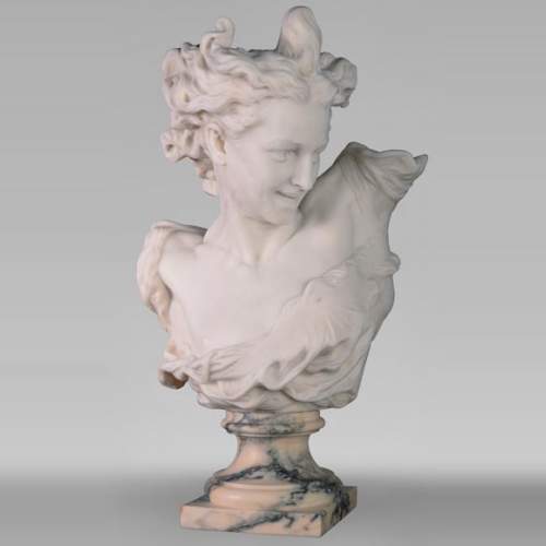 Guglielmo PUGI (1850 - 1915), White Carrara marble bust From the sculpture of Jean-Baptiste CARPEAUX « Dance », Circa 1900