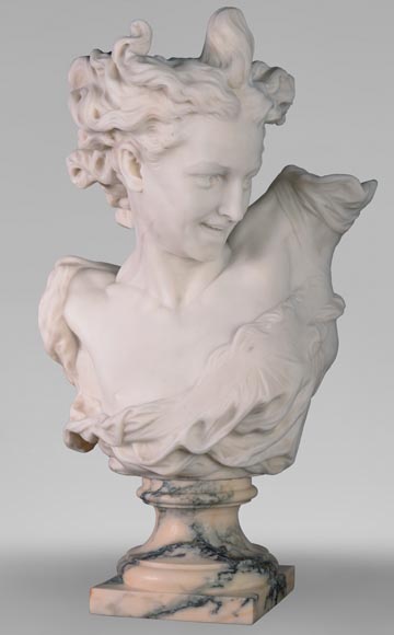 Guglielmo PUGI (1850 - 1915), White Carrara marble bust From the sculpture of Jean-Baptiste CARPEAUX « Dance », Circa 1900 Guglielmo PUGI (1850 - 1915), White Carrara marble bust From the sculpture of Jean-Baptiste CARPEAUX « Dance », Circa 1900-0