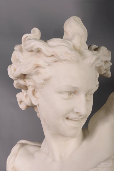 Guglielmo PUGI (1850 - 1915), White Carrara marble bust From the sculpture of Jean-Baptiste CARPEAUX « Dance », Circa 1900 Guglielmo PUGI (1850 - 1915), White Carrara marble bust From the sculpture of Jean-Baptiste CARPEAUX « Dance », Circa 1900-6