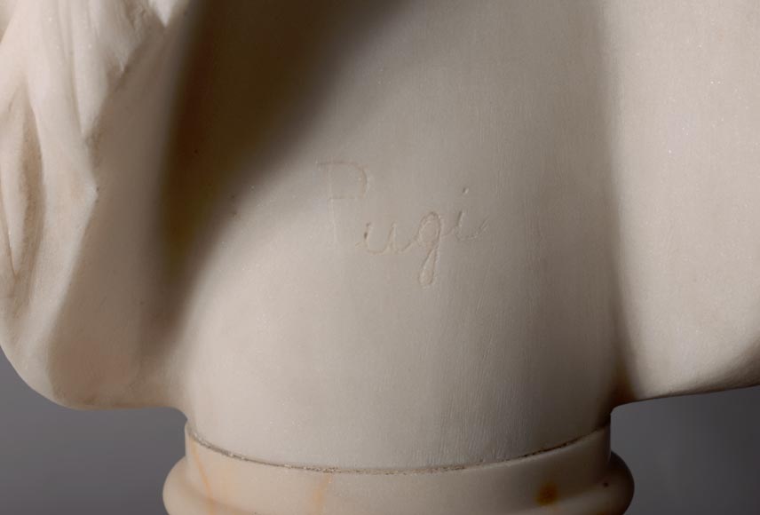 Guglielmo PUGI (1850 - 1915), White Carrara marble bust From the sculpture of Jean-Baptiste CARPEAUX « Dance », Circa 1900 Guglielmo PUGI (1850 - 1915), White Carrara marble bust From the sculpture of Jean-Baptiste CARPEAUX « Dance », Circa 1900-8