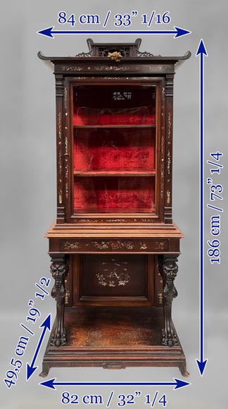 Gabriel VIARDOT, Japanese display case with chimera feet and mother-of-pearl decoration Gabriel VIARDOT, Japanese display case with chimera feet and mother-of-pearl decoration-19