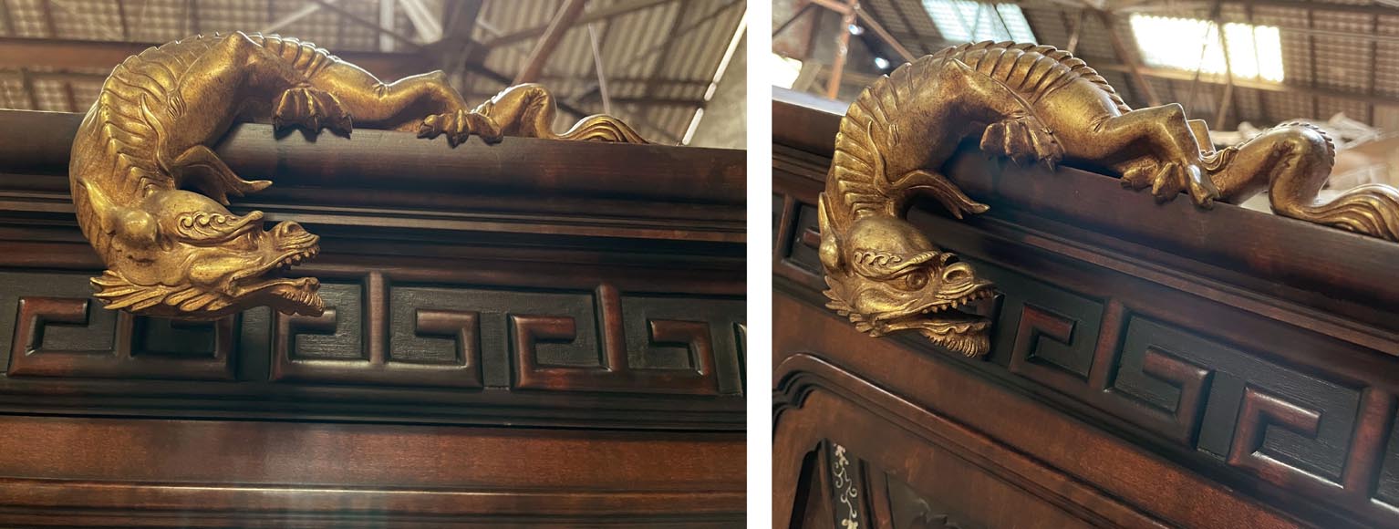 Gabriel VIARDOT, Shelving unit with dragon decoration and mother of pearl marquetry, circa 1880-1890 Gabriel VIARDOT, Shelving unit with dragon decoration and mother of pearl marquetry, circa 1880-1890-16