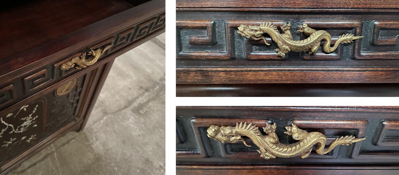 Gabriel VIARDOT, Shelving unit with dragon decoration and mother of pearl marquetry, circa 1880-1890 Gabriel VIARDOT, Shelving unit with dragon decoration and mother of pearl marquetry, circa 1880-1890-19