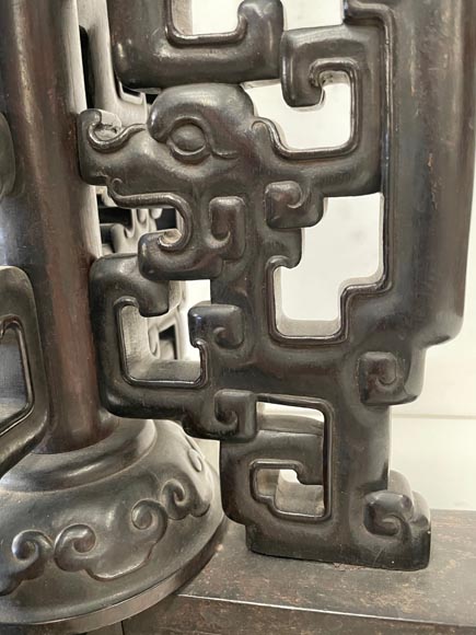 Japanese stand made of blackened wood, late 19th century Japanese stand made of blackened wood, late 19th century-6