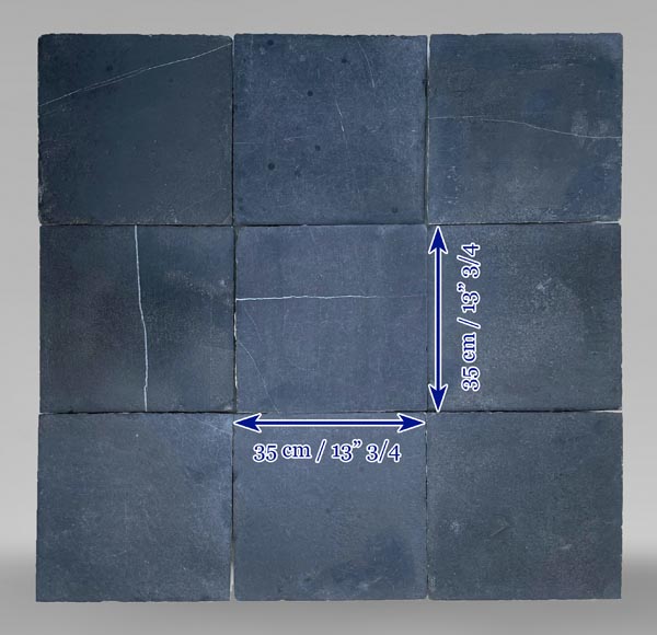 Large 280m² set of black stone tiles from Soignies, 19th century Large 280m² set of black stone tiles from Soignies, 19th century-16