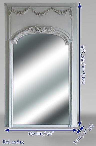 Large Louis XVI style trumeau with a flower garland Large Louis XVI style trumeau with a flower garland-7