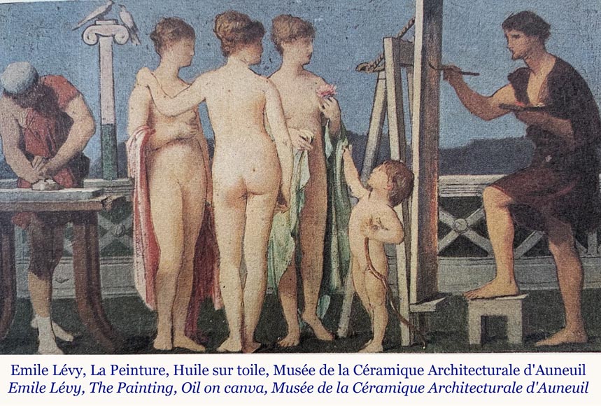 Jules LOEBNITZ (1836 – 1895), Ceramic panel “Child with a flower” Jules LOEBNITZ (1836 – 1895), Ceramic panel “Child with a flower”-6