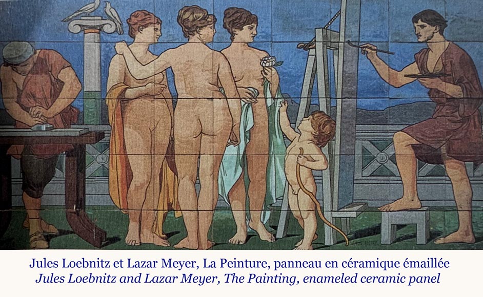 Jules LOEBNITZ (1836 – 1895), Ceramic panel “Child with a flower” Jules LOEBNITZ (1836 – 1895), Ceramic panel “Child with a flower”-8