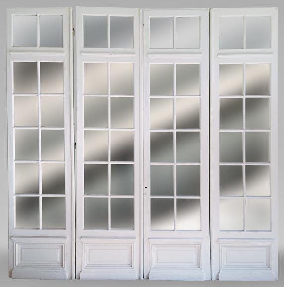 Large quadruple door with panes and mirrors Large quadruple door with panes and mirrors-0