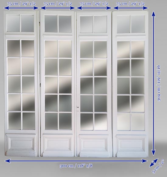 Large quadruple door with panes and mirrors Large quadruple door with panes and mirrors-8