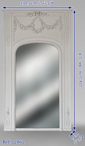 Louis XVI style trumeau with roses and olive tree branches garlands Louis XVI style trumeau with roses and olive tree branches garlands-6