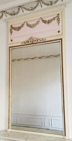 Louis XVI style trumeau with a ribbon and a flowers garland Louis XVI style trumeau with a ribbon and a flowers garland-1