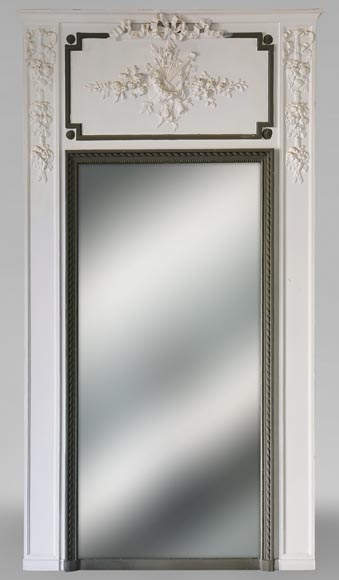 Two colors Louis XVI style trumeau with a music trophy Two colors Louis XVI style trumeau with a music trophy-0