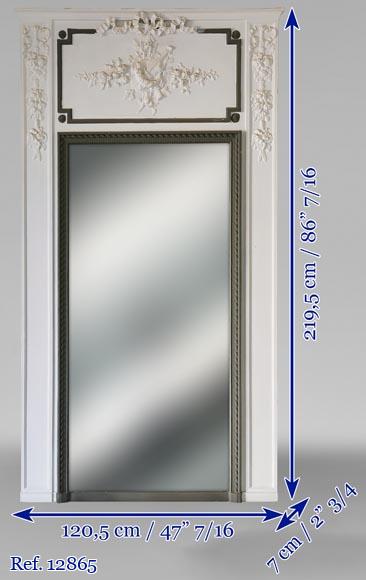 Two colors Louis XVI style trumeau with a music trophy Two colors Louis XVI style trumeau with a music trophy-5