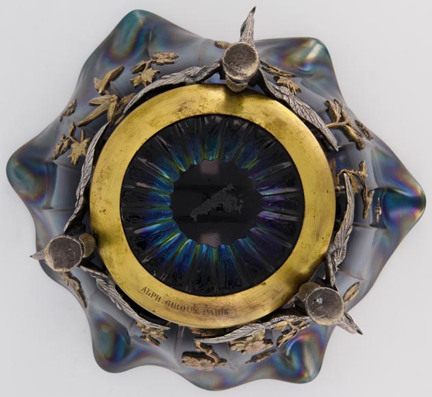 Maison GIROUX and Ferdinand DUVINAGE - Exceptional and rare cup with waders with iridescent glass and electroplated decor, circa 1870-1880 Maison GIROUX and Ferdinand DUVINAGE - Exceptional and rare cup with waders with iridescent glass and electroplated decor, circa 1870-1880-7