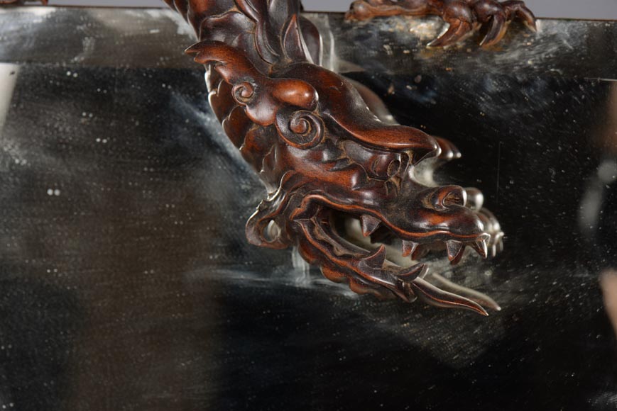 Small Japanese style bevelled mirror attributed to Gabriel Viardot Small Japanese style bevelled mirror attributed to Gabriel Viardot-2