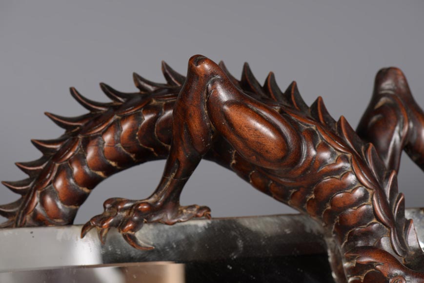 Small Japanese style bevelled mirror attributed to Gabriel Viardot Small Japanese style bevelled mirror attributed to Gabriel Viardot-3