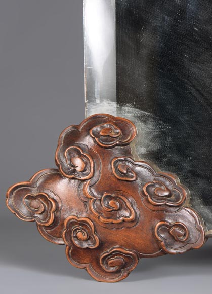 Small Japanese style bevelled mirror attributed to Gabriel Viardot Small Japanese style bevelled mirror attributed to Gabriel Viardot-5