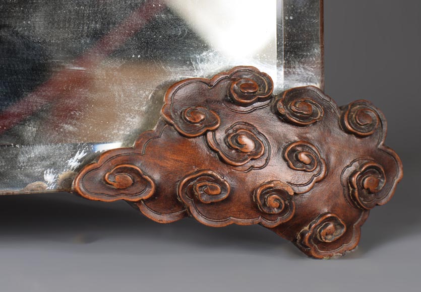 Small Japanese style bevelled mirror attributed to Gabriel Viardot Small Japanese style bevelled mirror attributed to Gabriel Viardot-6