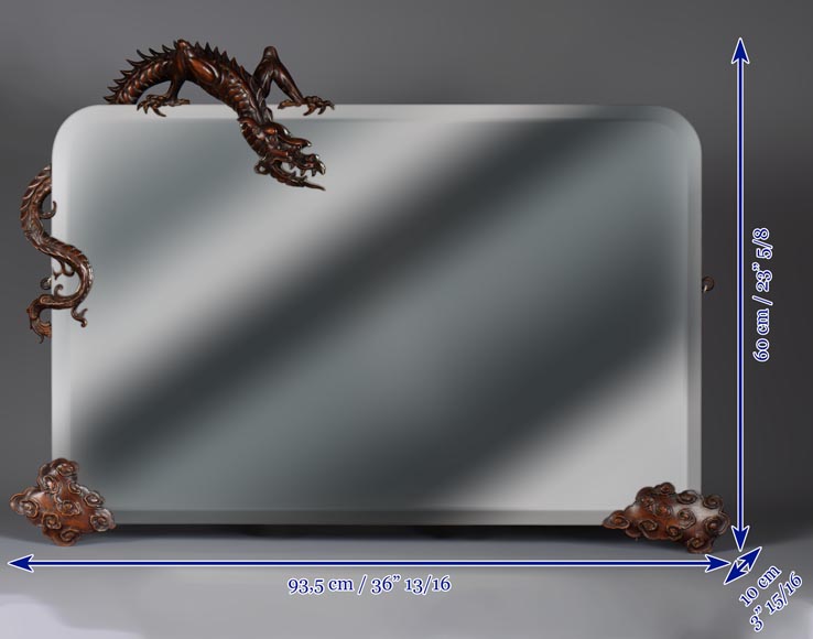 Small Japanese style bevelled mirror attributed to Gabriel Viardot Small Japanese style bevelled mirror attributed to Gabriel Viardot-8