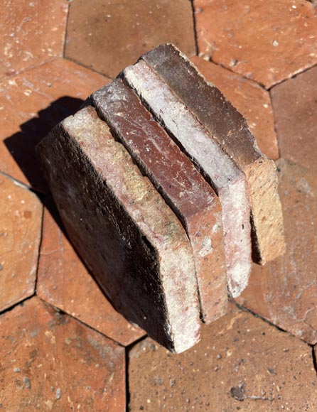 Lot of 9.5 m² of antique hexagonal terracotta tiles, 19th century Lot of 9.5 m² of antique hexagonal terracotta tiles, 19th century-3