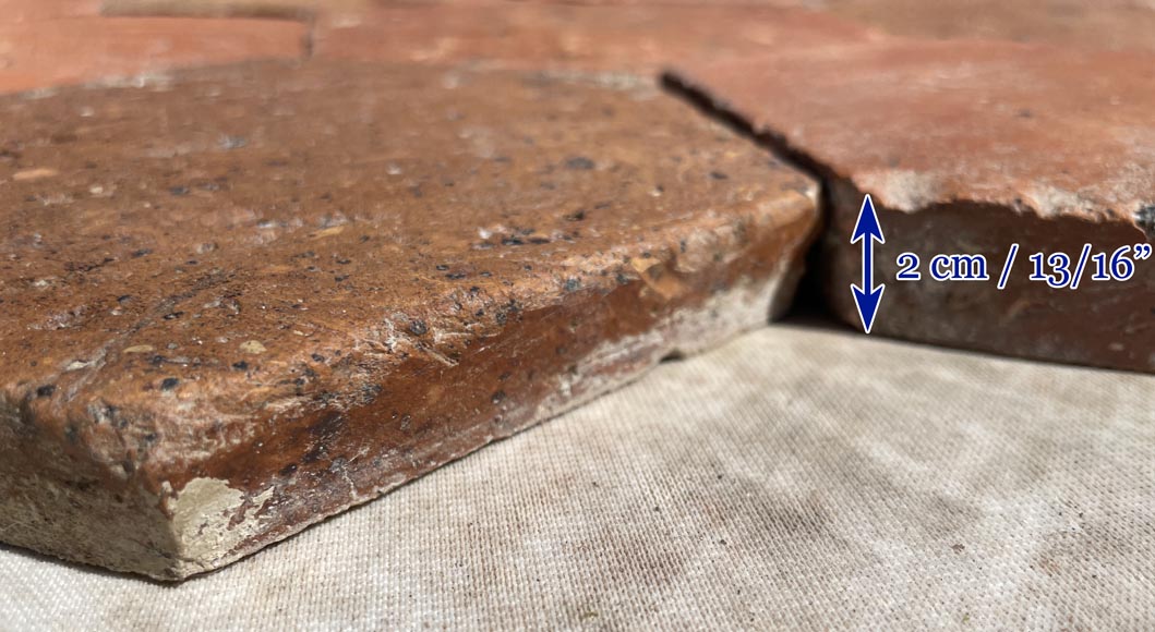 Lot of 9.5 m² of antique hexagonal terracotta tiles, 19th century Lot of 9.5 m² of antique hexagonal terracotta tiles, 19th century-4