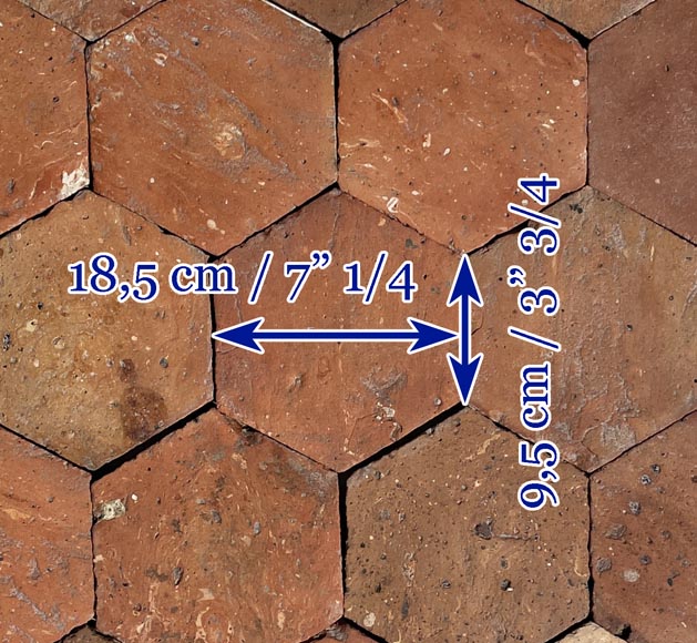 Lot of 9.5 m² of antique hexagonal terracotta tiles, 19th century Lot of 9.5 m² of antique hexagonal terracotta tiles, 19th century-6