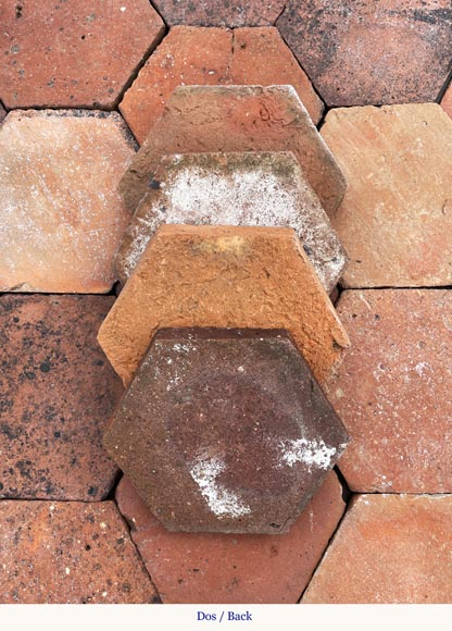 Lot of 6.4 m² of antique hexagonal terracotta tiles, 19th century Lot of 6.4 m² of antique hexagonal terracotta tiles, 19th century-2