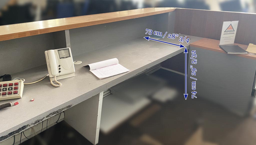 Important reception counter covering of veneer, second half of the 20th century Important reception counter covering of veneer, second half of the 20th century-5