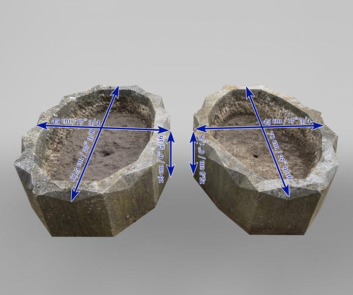 Pair of oval planters in stone Pair of oval planters in stone-7