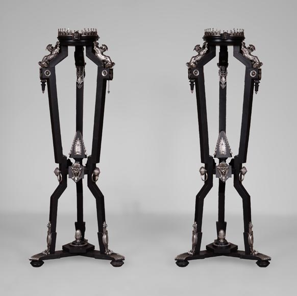 Charles-Guillaume DIEHL, Pair of Pedestals in wood and Bronze, circa 1870 Charles-Guillaume DIEHL, Pair of Pedestals in wood and Bronze, circa 1870-0