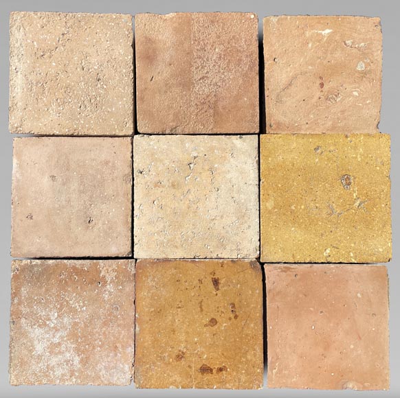 Batch of around 9 m² of terracotta floor tiles in square shape Batch of around 9 m² of terracotta floor tiles in square shape-0