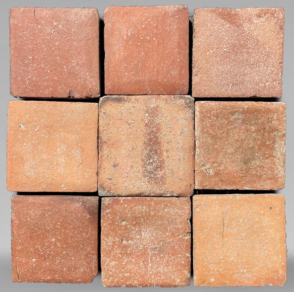 Batch of around 5 m² of terracotta floor tiles in square shape Batch of around 5 m² of terracotta floor tiles in square shape-0