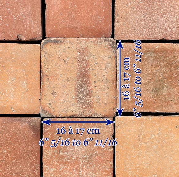 Batch of around 5 m² of terracotta floor tiles in square shape Batch of around 5 m² of terracotta floor tiles in square shape-6