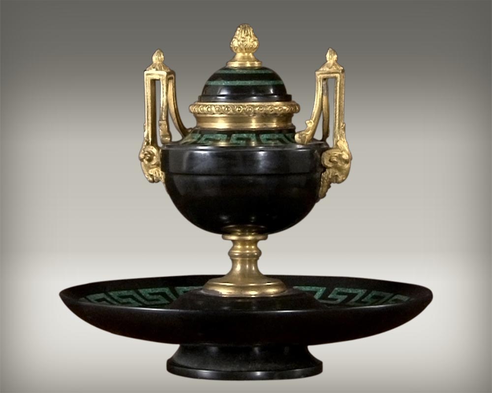 TAHAN: Malachite and Marble Inkwell TAHAN: Malachite and Marble Inkwell-0
