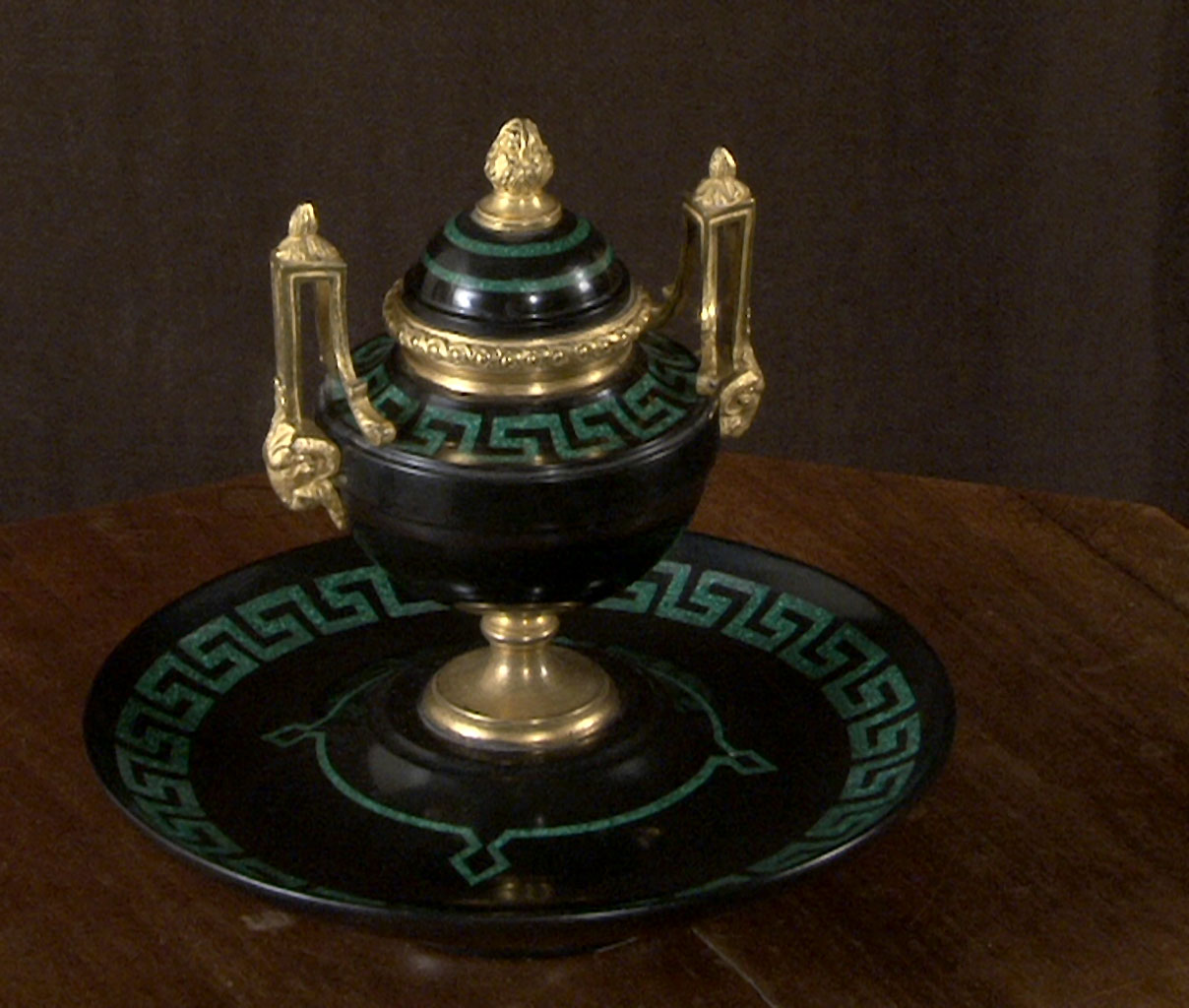 TAHAN: Malachite and Marble Inkwell TAHAN: Malachite and Marble Inkwell-8