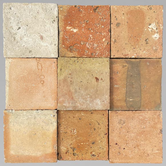 Batch of around 34m² of terracotta floor tiles in square shape Batch of around 34m² of terracotta floor tiles in square shape-0