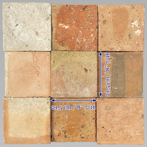 Batch of around 34m² of terracotta floor tiles in square shape Batch of around 34m² of terracotta floor tiles in square shape-7