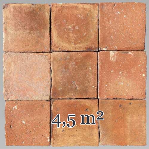 Batch of around 4,5 m² of terracotta floor tiles in square shape