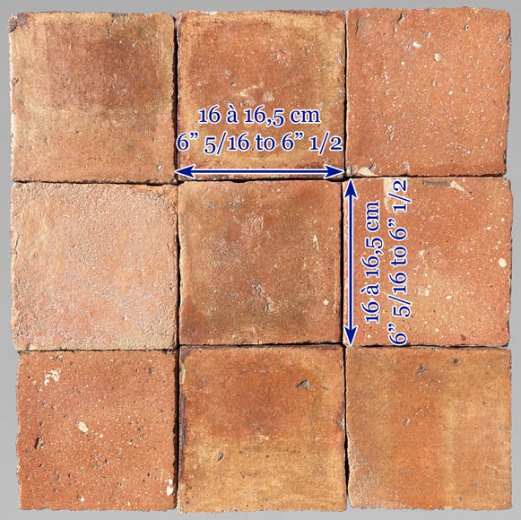 Batch of around 4,5 m² of terracotta floor tiles in square shape  Batch of around 4,5 m² of terracotta floor tiles in square shape-6