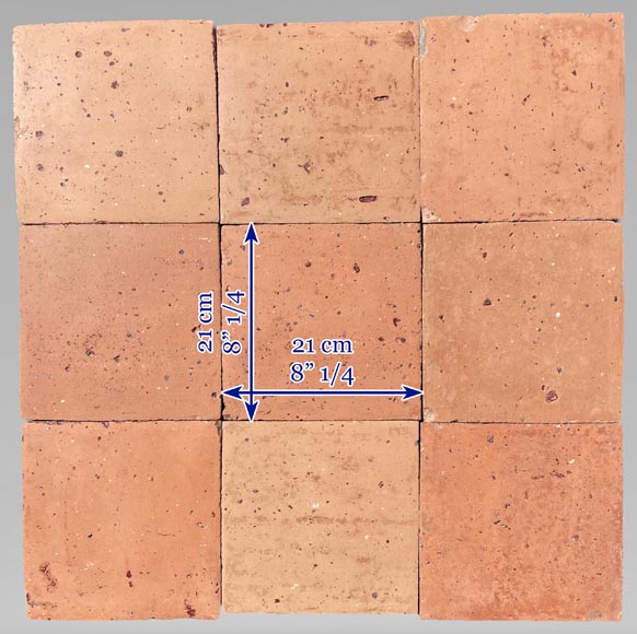 Batch of around 17 m² of terracotta floor tiles in square shape Batch of around 17 m² of terracotta floor tiles in square shape-6