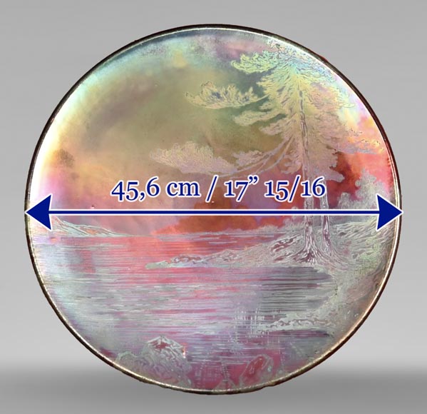 Mediterranean landscape, a rare iridescent dish by Delphin MASSIER Mediterranean landscape, a rare iridescent dish by Delphin MASSIER-8