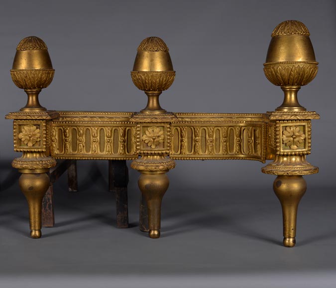 Pair of Louis XVI gilt bronze andirons Pair of Louis XVI gilt bronze andirons-1