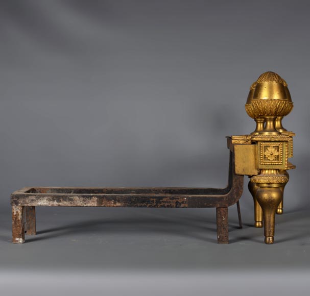 Pair of Louis XVI gilt bronze andirons Pair of Louis XVI gilt bronze andirons-4