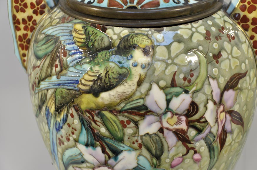 Pair of “parakeets Lamps” signed E. BERNARD Pair of “parakeets Lamps” signed E. BERNARD-2