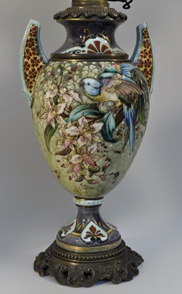 Pair of “parakeets Lamps” signed E. BERNARD Pair of “parakeets Lamps” signed E. BERNARD-5