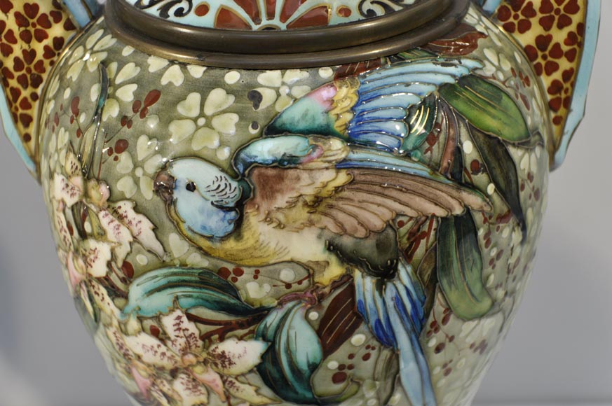 Pair of “parakeets Lamps” signed E. BERNARD Pair of “parakeets Lamps” signed E. BERNARD-6