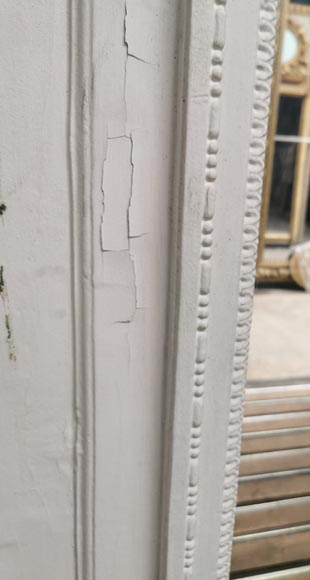 Important Louis XVI style trumeau in painted wood and stucco with laurel garland Important Louis XVI style trumeau in painted wood and stucco with laurel garland-4