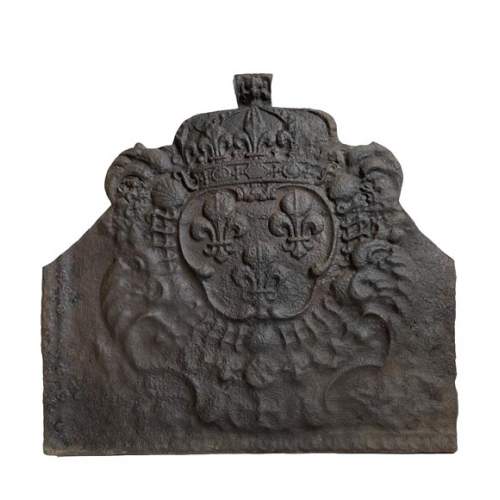 Cast iron cut fireback with the coat of arms of France, 18th century