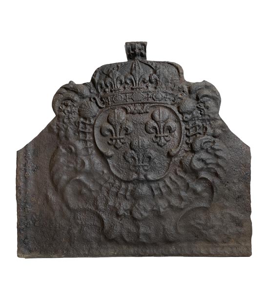 Cast iron cut fireback with the coat of arms of France, 18th century Cast iron cut fireback with the coat of arms of France, 18th century-0